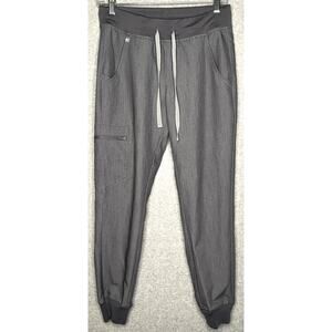 Figs women’s grey scrub pants jogger drawstring elastic waist 5 pockets XS